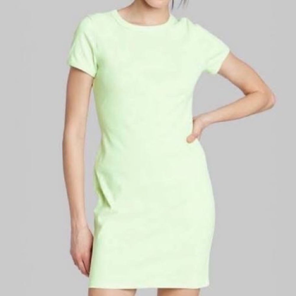 Like new Wild Fable lime green ribbed sweater tshirt dress